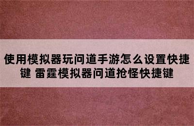 使用模拟器玩问道手游怎么设置快捷键 雷霆模拟器问道抢怪快捷键